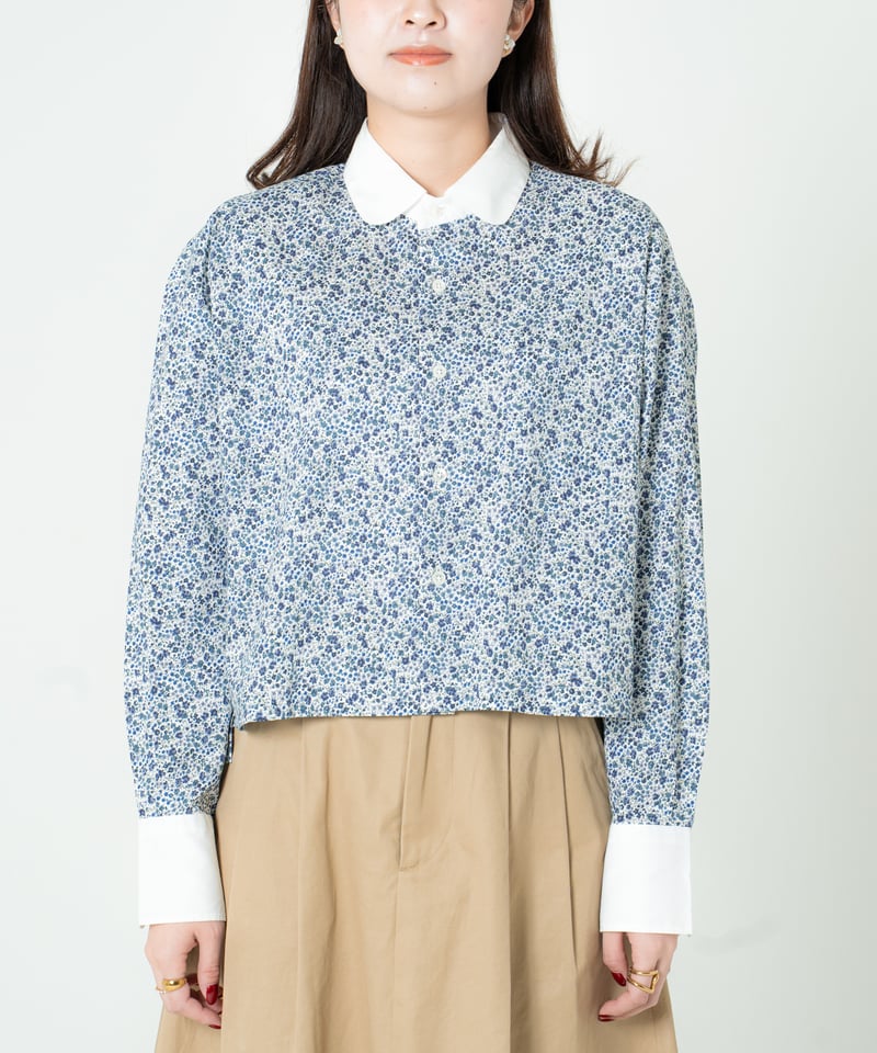 79 2way detachable collar liberty print shirt