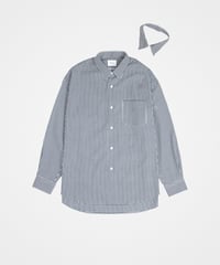 #-34 2way detachable collar gingham check shirt (Black)