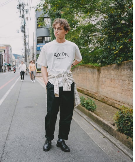 #-10 "DAYOFF" loose classic logo tee（White）