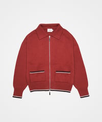 #-77 5G lily cotton knit polo blouson (Burgundy)