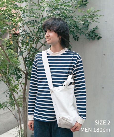 #-20 Heavy weight border long tshirt (Navy)