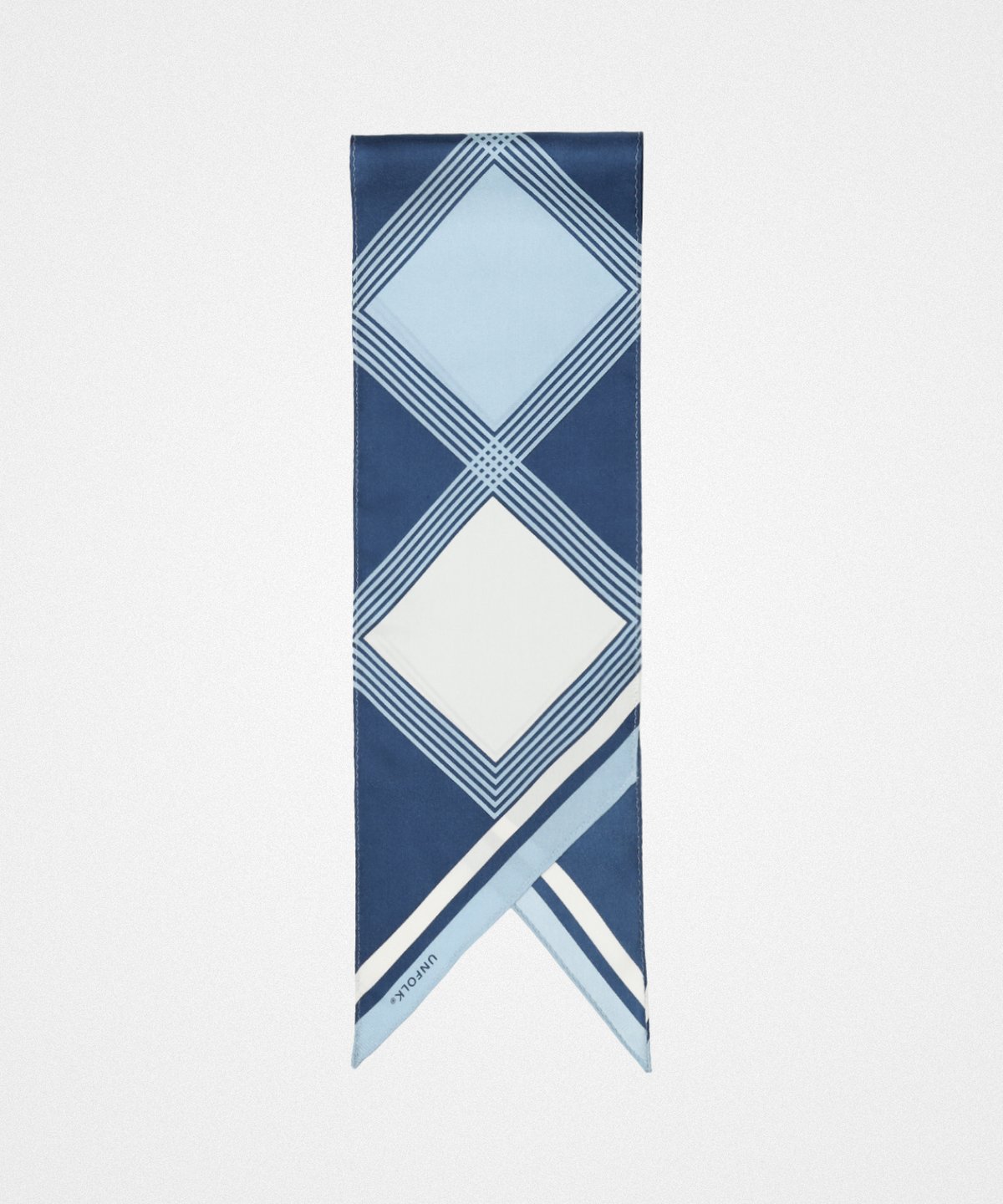 00 Hand print silk scarf (Blue) | UNFOLK