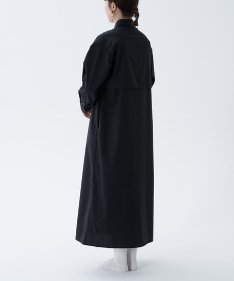 #-44 2way detachable collar shirt onepiece (Black)