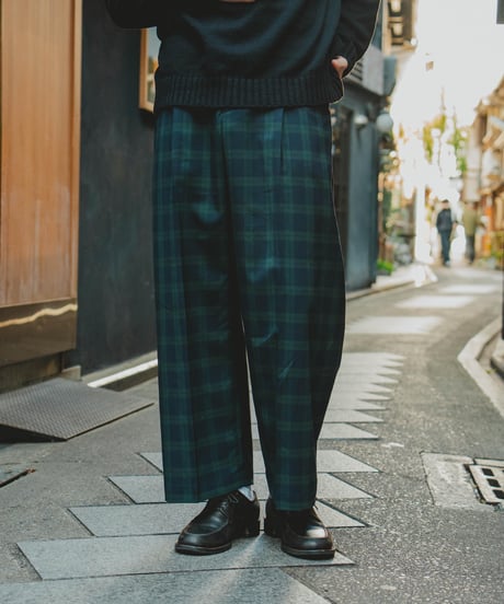 #-36 Seamless classic check slacks (Green)