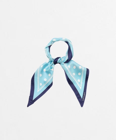 #-74 Hand print silk scarf (Blue)