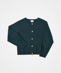 #-64 Heavy weight nocollar classic cardigan (Green)