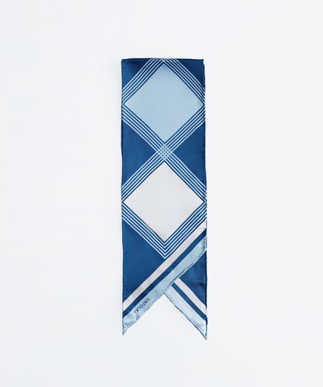 #-00 Hand print silk scarf (Blue)