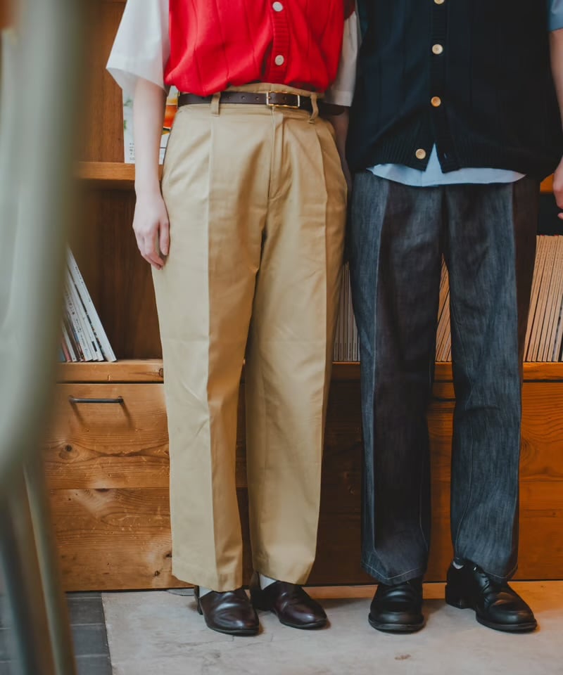 UNFOLK Ventile 2tuck pants ベージュ 1 24 Ventile gabardine 2tuck straight pants (Kh