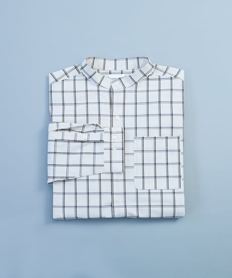 #-06 Windowpane check stand collar shirts