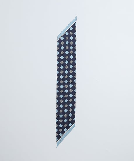 #-25 Hand print silk scarf (Blue)