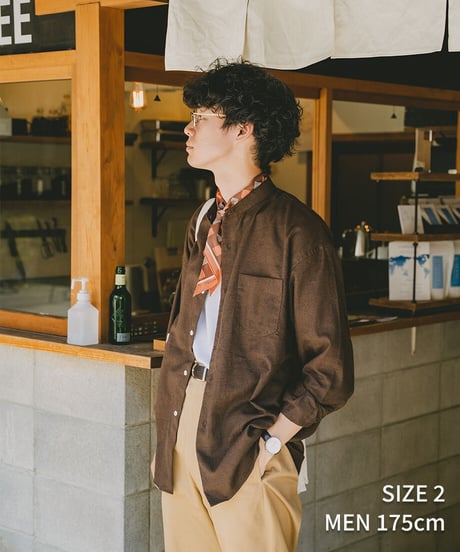 #-23 2way detachable collar check shirt (Brown)