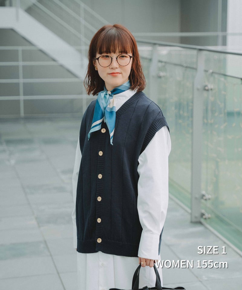 09 16G Giza cotton vneck knit vest (Navy) | U