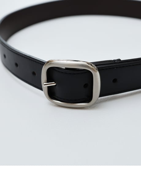 #-69 Round buckle reversible leather belt (Silver)
