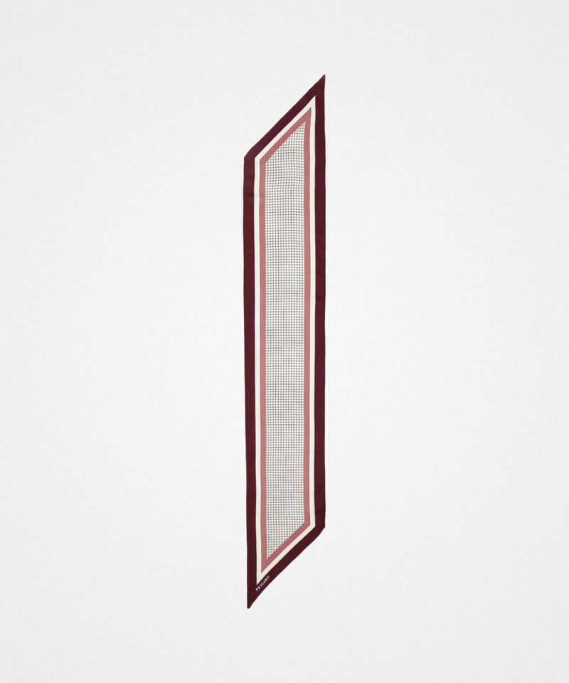 UNFOLK(アンフォーク） スカーフ（red） 14 Hand print silk scarf (Burgundy) | UNFOLK