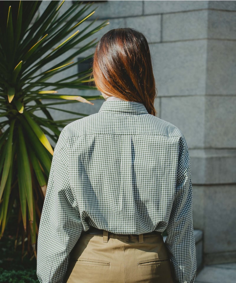 【UNFOLK】チェックシャツ 34 2way detachable collar gingham check shirt