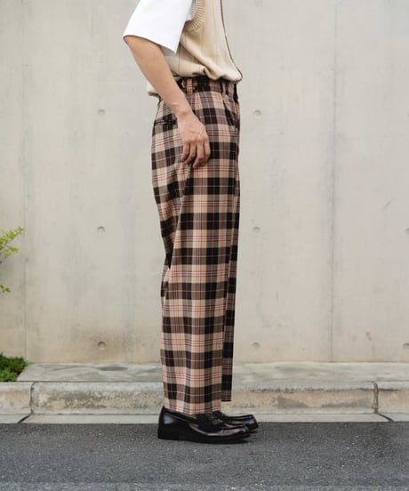 #-36 Seamless classic check slacks (Brown）