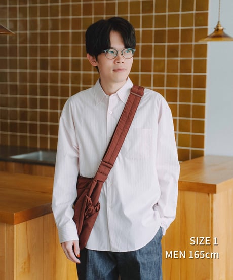 #-78 2way detachable collar stripe shirt (Blue)