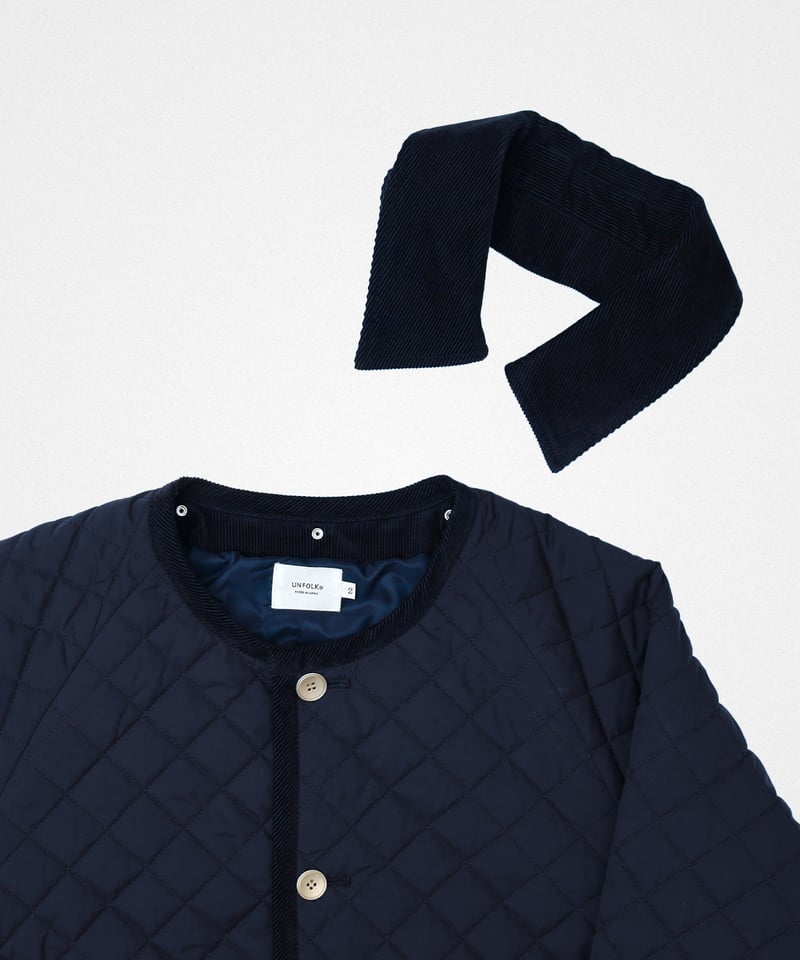 71 Diamond Quilt 2way blouson (Navy) | UNFOLK