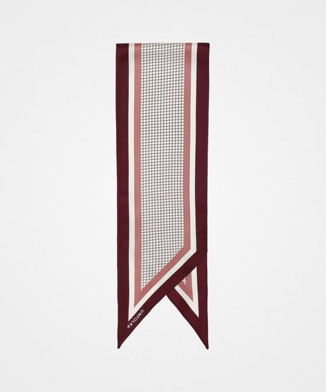 #-14 Hand print silk scarf (Burgundy)