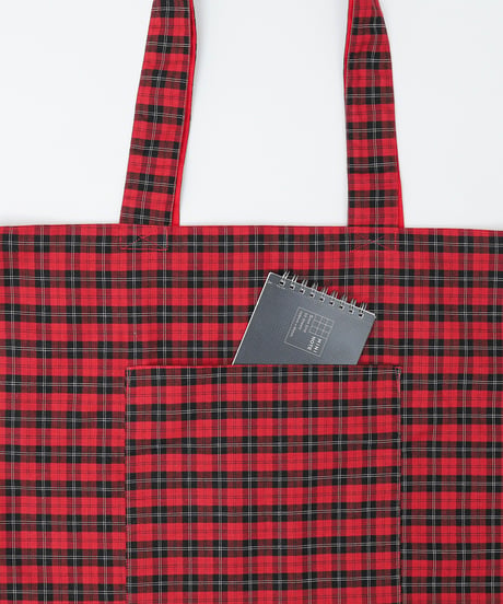 #-37 Reversible check tote bag  (Red)