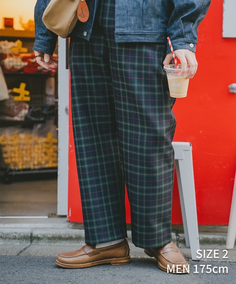 #-21 Seamless classic check pants (Green)