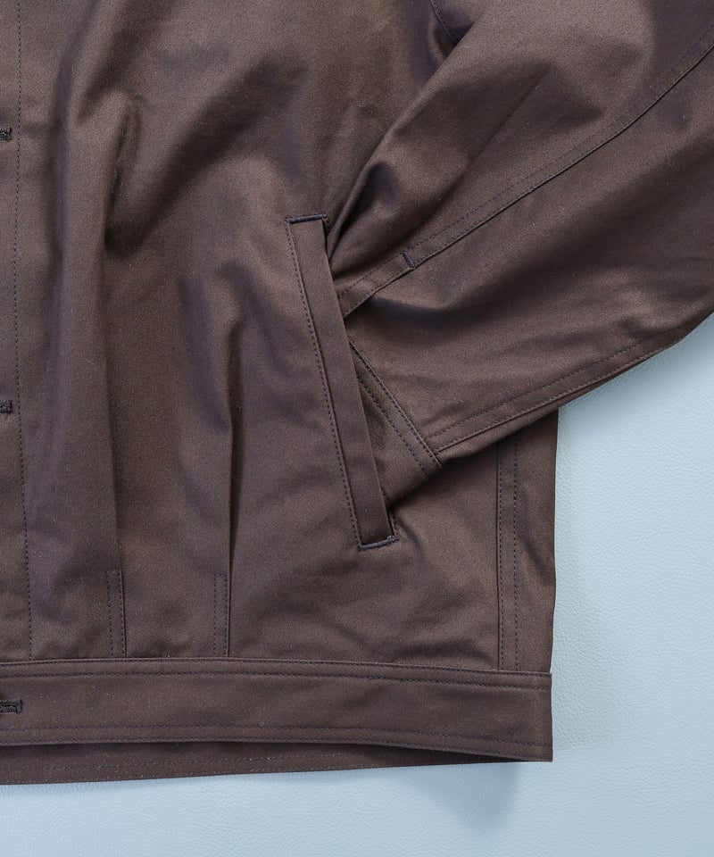 05 Ventile gabardine roundneck blouson (Brown
