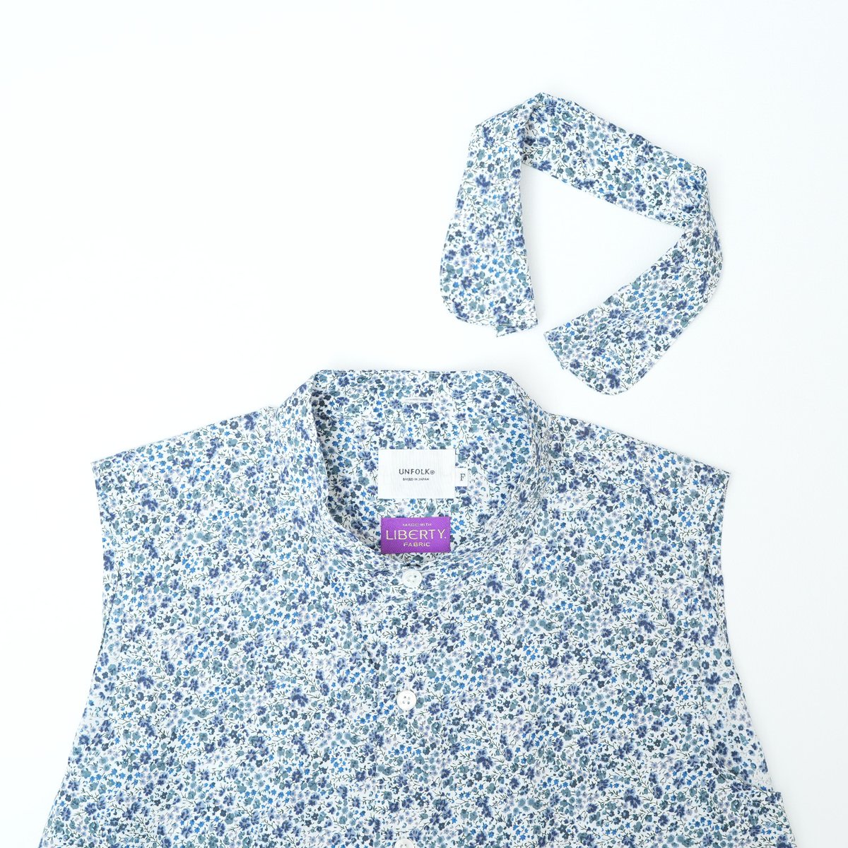 87 2way detachable collar liberty print sleev