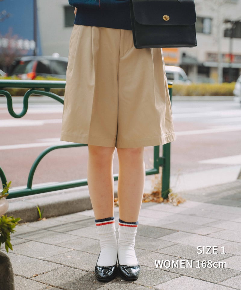 みな#-63 Ventile gabardine 2tuck shorts 63 Ventile gabardine 2tuck flare shorts (Beig