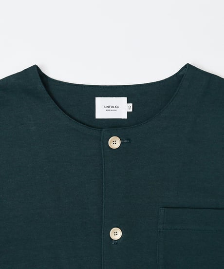 #-64 Heavy weight nocollar classic cardigan (Green)