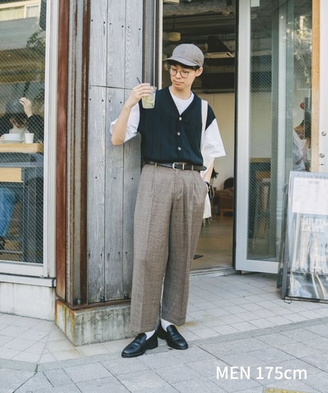 #-13 Gren check wool classic cap