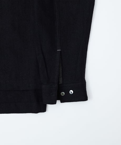 "UNFOLK CLASSIC" Banshu wool mix soft herringbone shirt jacket (Black)