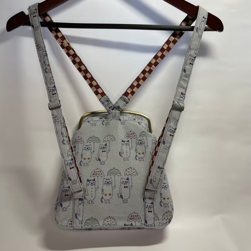 カラフル猫イラストがま口バッグ、リュック カラフル猫イラストがま口バッグ、リュック カラフル猫イラストがま口