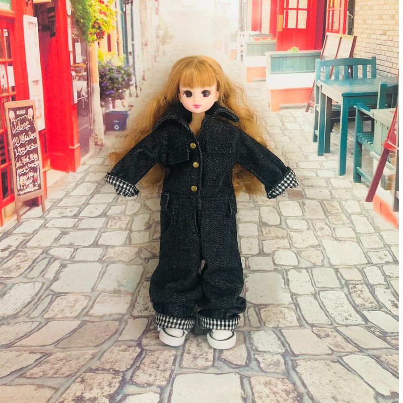 即購入OK】ミニチュアドール服黒Tありつなぎ服9着