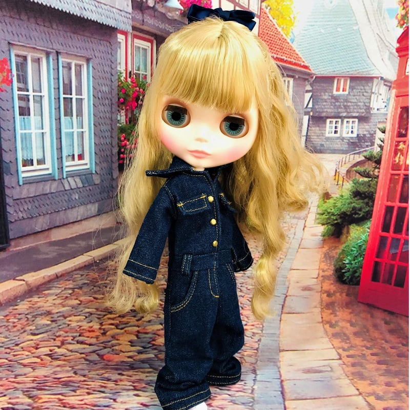 enfantdoll金髪のデニムオーバーオール人形 enfantdoll金髪のデニムオーバーオール人形
