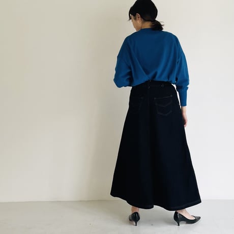デニムロングフレアスカート