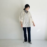 コットンシフォン切ピコボリュームブラウス