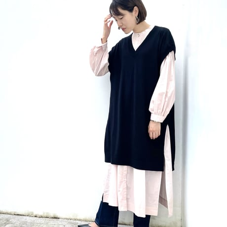 コットンカシミヤ ロングベスト