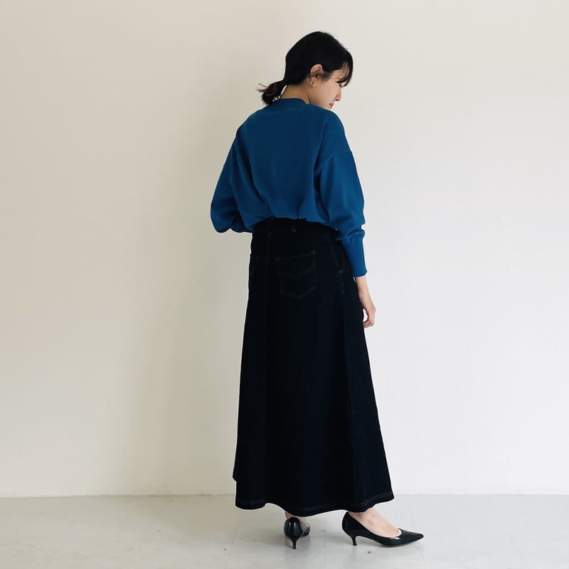 自由区　デニムフレアロングスカート XSサイズ～/洗える】USUKARU DENIM スカート / 自由区