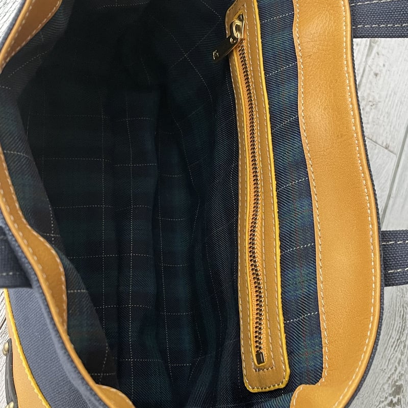 マスタードカラー トートバッグ ネイビー×マスタード】トートバッグ | and maru