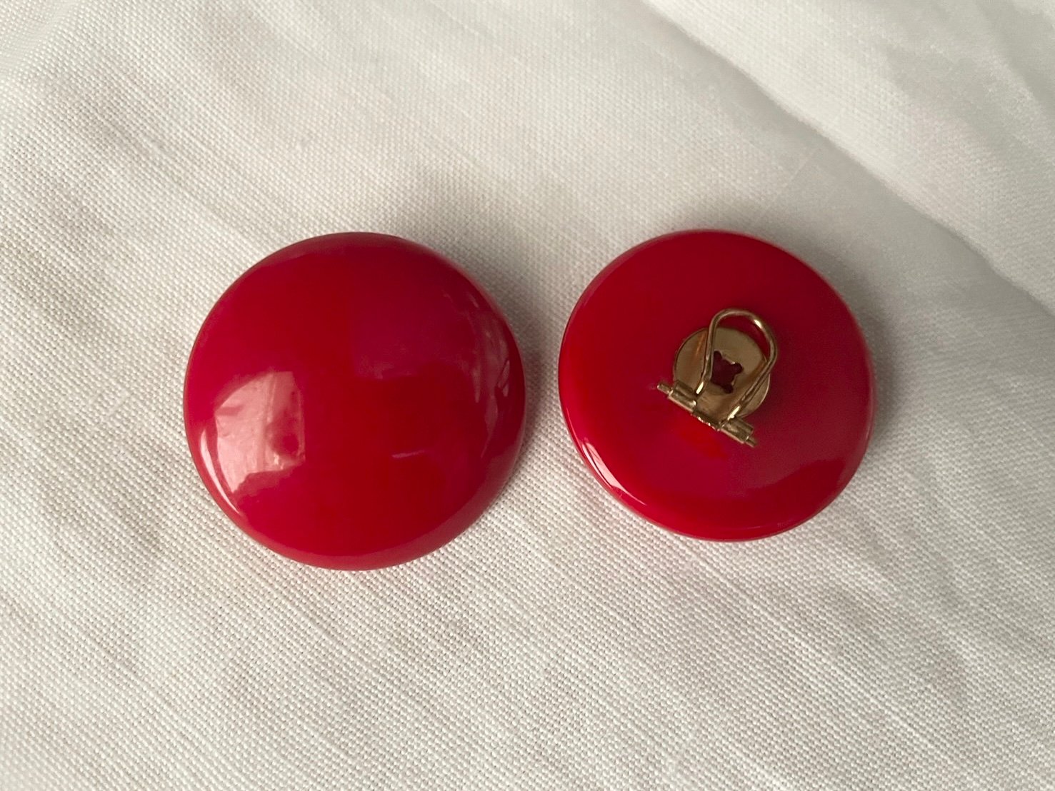 フランス ヴィンテージ 大きな丸の赤いイヤリング | tompa _ antiques