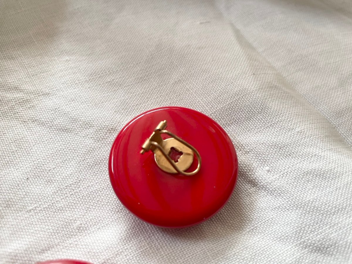 フランス ヴィンテージ 大きな丸の赤いイヤリング | tompa _ antiques