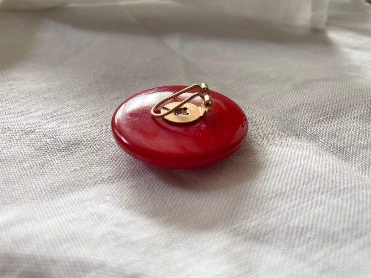 フランス ヴィンテージ 大きな丸の赤いイヤリング | tompa _ antiques