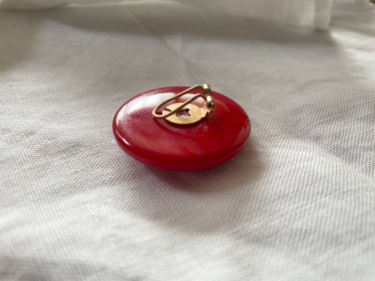フランス ヴィンテージ 大きな丸の赤いイヤリング | tompa _ antiques