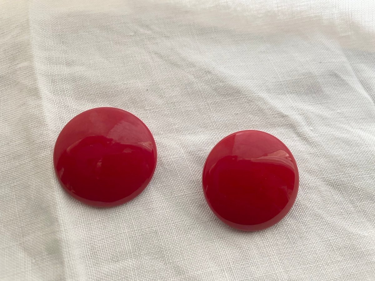 フランス ヴィンテージ 大きな丸の赤いイヤリング | tompa _ antiques