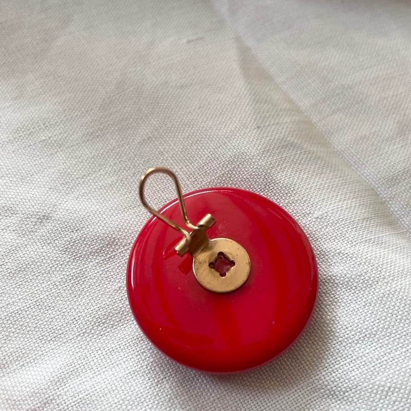 フランス ヴィンテージ 大きな丸の赤いイヤリング | tompa _ antiques