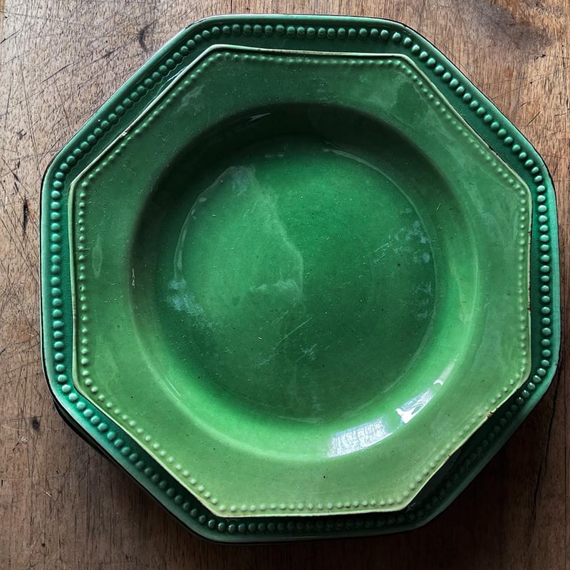 オクトゴナル ラヴィエ フランス 南仏陶器 緑釉 B