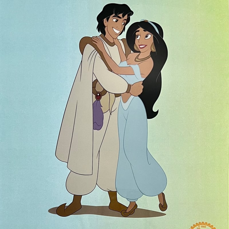 ディズニー 公式セリグラフセル アラジン＆ジャスミン 限定版