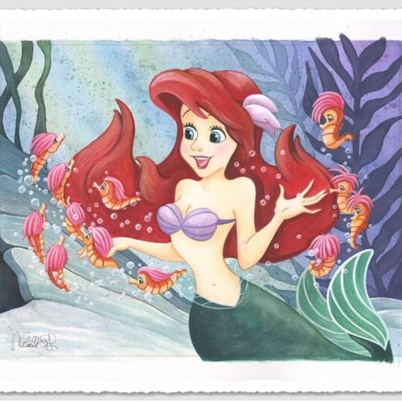 ディズニー リトルマーメイド アリエル 手書き 原画 ファインアート
