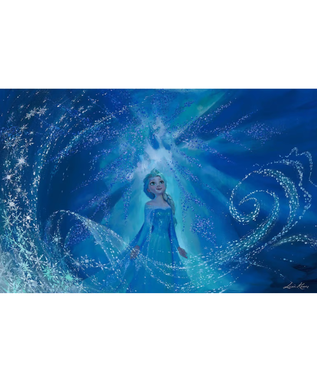 アナと雪の女王　Fine Art ディズニー　アナ雪 ディズニー絵画「アナと雪の女王」作品証明書 展示用フック付ジークレ