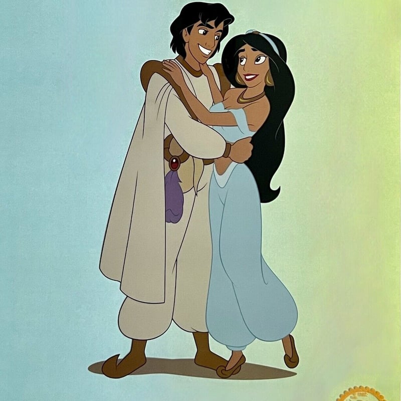 ディズニー 公式セリグラフセル アラジン＆ジャスミン 限定版